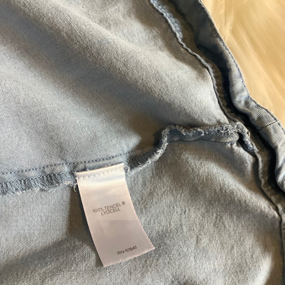 J. Jill Denim Tencel Lyocell Shirt Dress Blue Short Sleeve Button Front M Tall - Picture 10 of 16